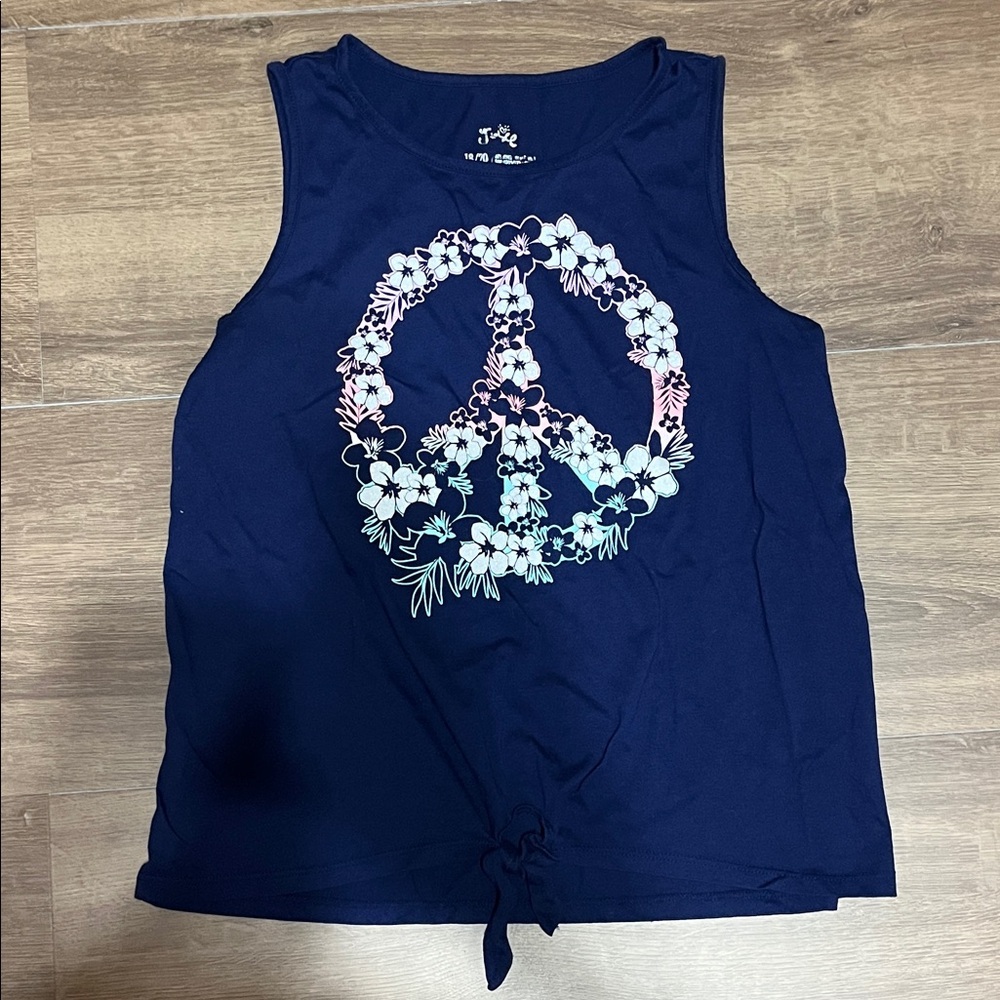 Justice Navy Floral Graphic Tank Top